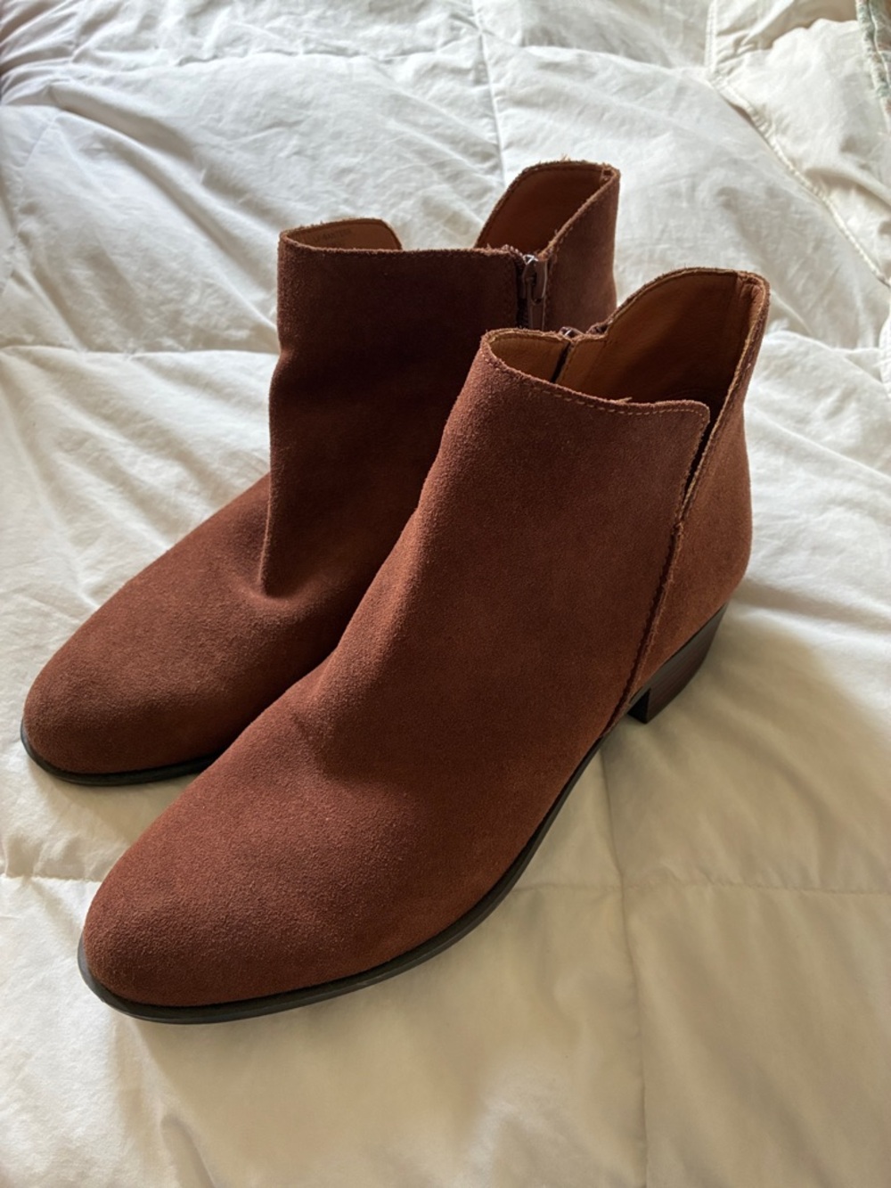 Lucky Brand Rust Brown Suede Ankle Booties
